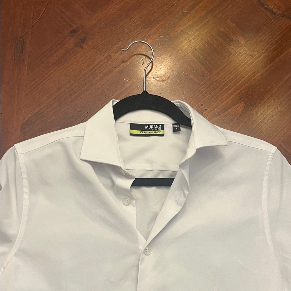 Murano White Dress Shirt for Men Slim Fit Small